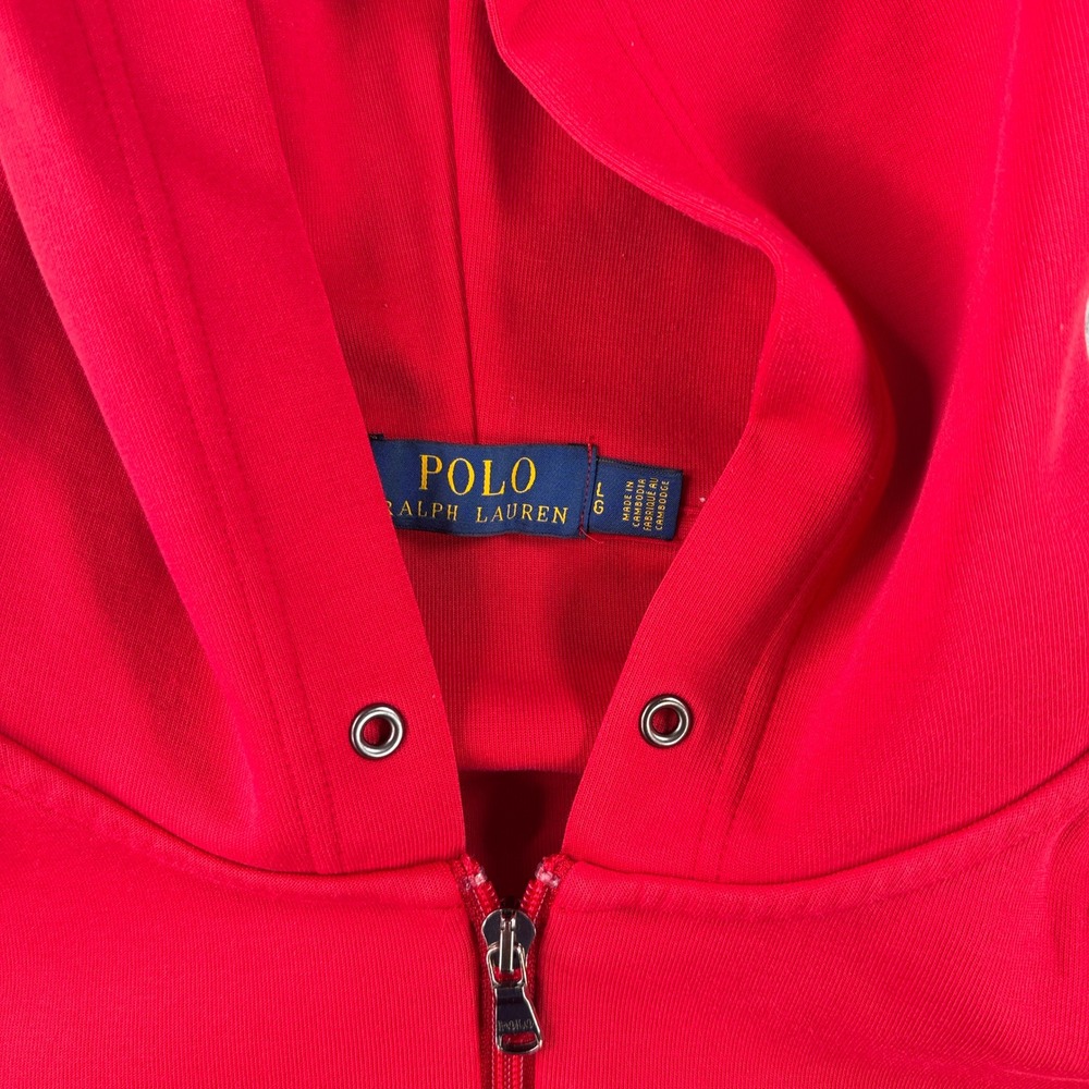 Polo Ralph Lauren Full Zip Hoodie Mens Large Red Embroidered Pony Logo - Picture 4 of 8